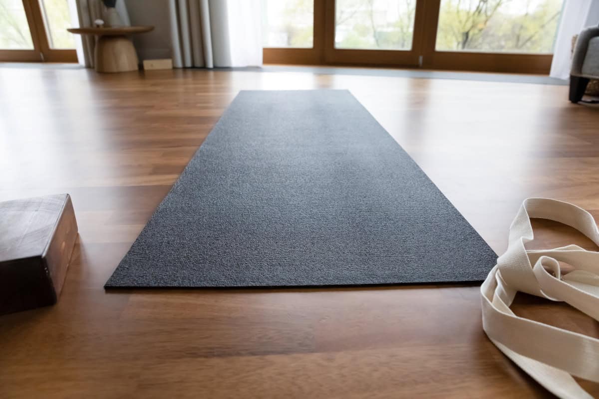 exercise-mat exercise mat on a wooden floor for workout